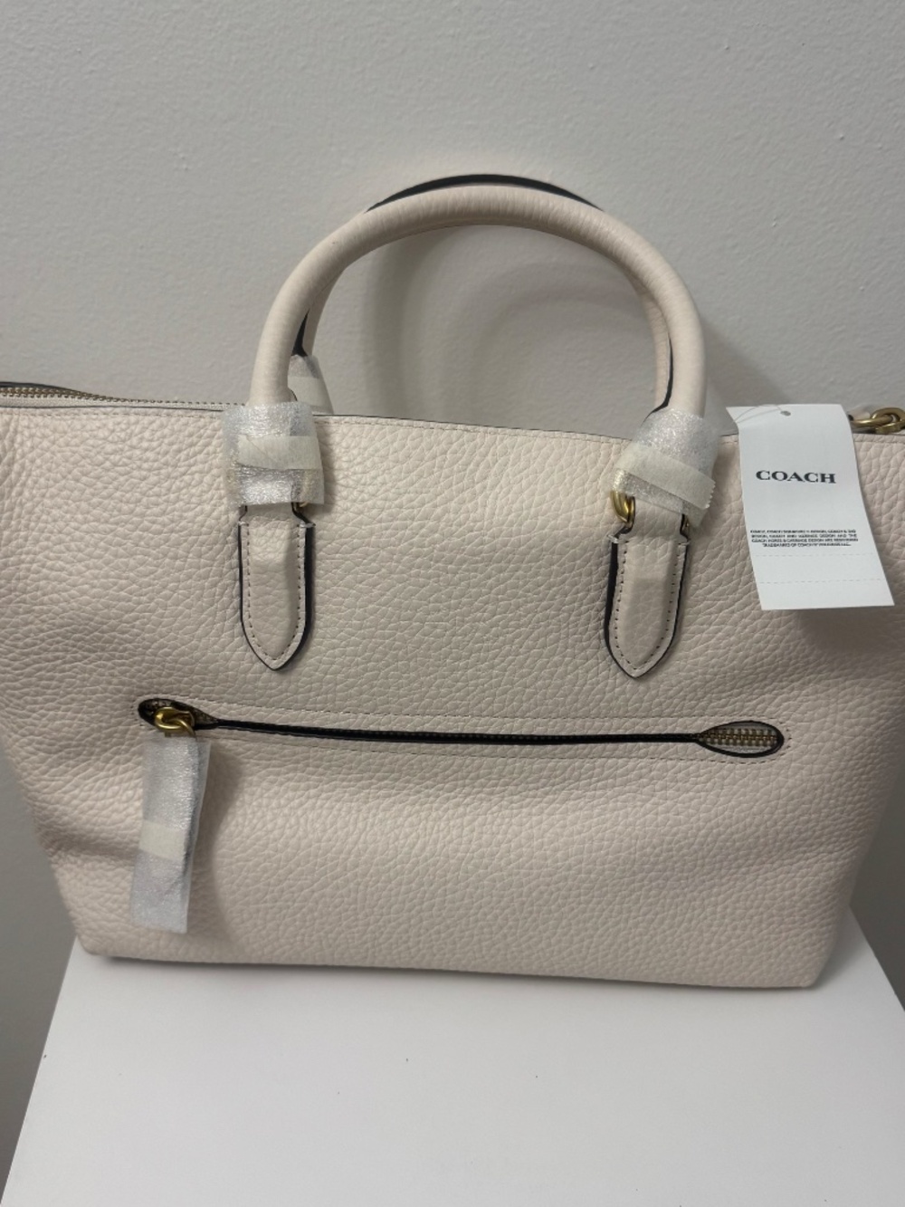 COACH Cara Soft Pebble Leather Crossbody Satchel Chalk NEW - Picture 3 of 12